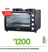 Univa 2 PLT 30L BLK Mini Oven Stove UMK30B 21-576