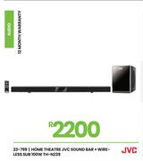JVC 100W Sub Home Theatre Sound Bar + Wireless TH-N239 23-799