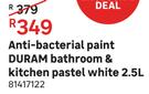 Duram Bathroom & Kitchen Pastel White Anti Bacterial Paint-2.5L