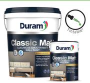 Duram Classic Matt White Smooth Matt Interior/Exterior Wall Paint-5L