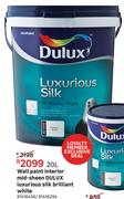Dulux Luxurious Silk Brilliant White Interior Mid Sheen Wall Paint-20L