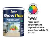 Duram Floor Paint Polyurethane Topcoat Snowfloor (White)-5Ltr