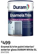 Duram Enamel & Trim Paint (Interior/Exterior Gloss White)-5Ltr 81417316