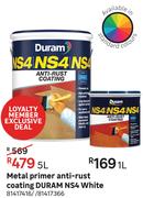 Duram Metal Primer Anti-Rust Coating NS4 (White)-5Ltr