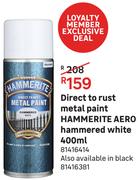 Hammerite Direct To Rust Metal Paint Aero Hammered (White)-400ml 