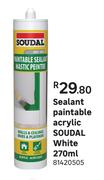 Soudle Sealant Paintable Acrylic White 270ml
