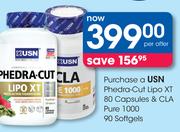 USN Phedra Cut Lipo XT 80 Capsules & CLA Pure 1000 90 Softgels