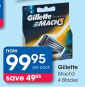 Gillette Mach3 4 Blades-Per Pack