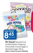 Mr.Sweet Rascals Fruit,Limited Edition Popping Choclate Candy Eaggs Or Speckled Eggs-125g Per Pack