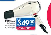 Eti Milano 2000 Watt Professional AC Hairdryer-Each