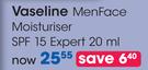 Vaseline MenFace Moisturiser SPF15 Expert-20ml