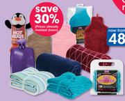 Clicks Plush Throws,Hot water Bottles Or O'My Products-Each