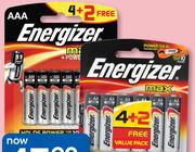 Energizer Max AA Or AAA Batteries 4+ 2 Free-Per Pack