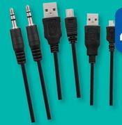 Sway Cables USB To Micro, USB To Mini USB Or 3.5mm Audio Cable-Each
