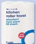 Clicks Kitchen Roller Towel 2 Rolls-Per Pack