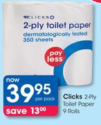 Clicks 2-Ply Toilet Paper-9 Rolls Per Pack