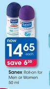 Sanex Roll On For Men Or Women-50ml Each