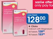 Clicks Calcium With Magnesium 60 Tablets-Per Pack