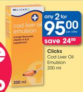 Clicks Cod Liver Oil Emulsion-2 x 200ml