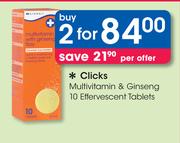 Clicks Multivitamin & Ginseng 10 Effervescent Tablets-For 2