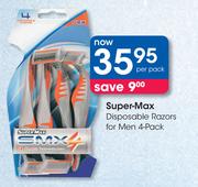 Super-MAx Disposable Razors for Men 4's Per Pack