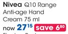 Nivea Q10 Range Anti-Age Hand Cream-75ml Each