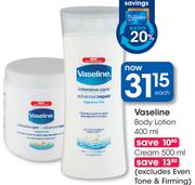 Vaseline Body Lotion 400ml Or Cream 500ml-Each