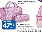 Clicks Winter Floral Cosmetic Purse,Toiletry Bag Or Vanity Bag-Each