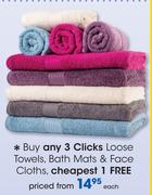 Clicks Loose Towels Bath Mats & Face Cloths-Each