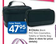Clicks Black PVC Trim Cosmetics, Toiletry Or Vanity Bag-Each
