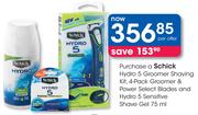 Schick Hydro 5 Groomer Shaving Kit,4Pack Groomer&PowerBlades&Hydro 5 SensitiveShaveGel75ml-Per Offer