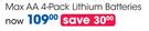 Energizer Max AA Lithium Batteries-Per 4 Pack
