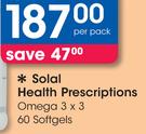 Solal Health Prescriptions Omega 3x3 60 Softgels-per Pack