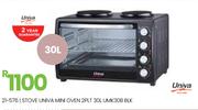 Univa 30L Mini Oven 2 Plate Stove BLK UMK30B 21-576