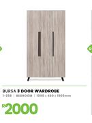 Bursa Bedroom 3 Door Wardrobe 1050 x 460 x 1905mm 1-258