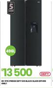 Defy 496Ltr SxS Black Glass Fridge DFF456 20-576