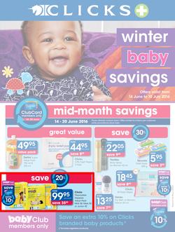 Clicks : Winter Baby Savings (14 Jun - 10 Jul 2016), page 1
