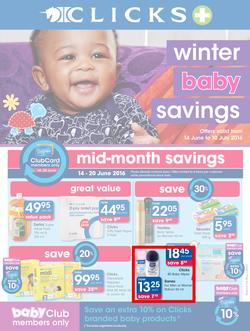 Clicks : Winter Baby Savings (14 Jun - 10 Jul 2016), page 1