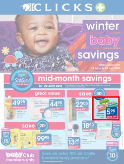 Clicks : Winter Baby Savings (14 Jun - 10 Jul 2016), page 1