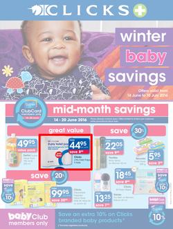 Clicks : Winter Baby Savings (14 Jun - 10 Jul 2016), page 1