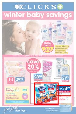 Clicks : Winter Baby Savings (22 May - 15 Jun 2014), page 1
