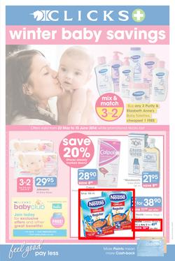 Clicks : Winter Baby Savings (22 May - 15 Jun 2014), page 1