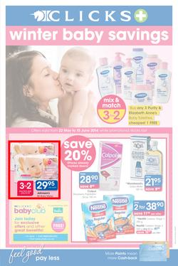 Clicks : Winter Baby Savings (22 May - 15 Jun 2014), page 1