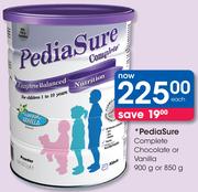 Pediasure Complete Chocolate Or Vanilla-900/850g Each
