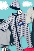 Clicks Boys Striped Sleepsuit & Beanie