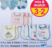 Clicks 2,3 Or 5 Pack Bib Sets-Per Set