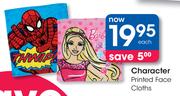 Character Printed Face Cloths-Each