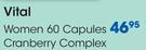 Vital Women 60 Capsules Cranberry Complex-Per Pack