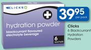 Clicks 6 Blackcurrant Hydration Powders-Per Pack