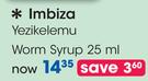 Imbiza Yezikelemu Worm Syrup-25ml Each